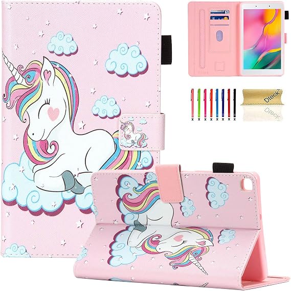 Galaxy Tab A 8.0 inch 2019 Case T290 T295, Dteck PU Leather Multi-Angle Viewing Full Body Protection Case for Samsung Galaxy A 8.0 2019 Without S Pen Model SM-T290 (Wi-Fi) SM-T295 (LTE), Pink Unicorn