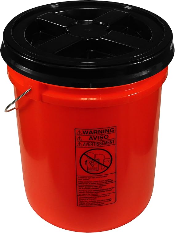 Orange 5 Gallon 90 mil Bucket with Gamma Seal Lid (Black)