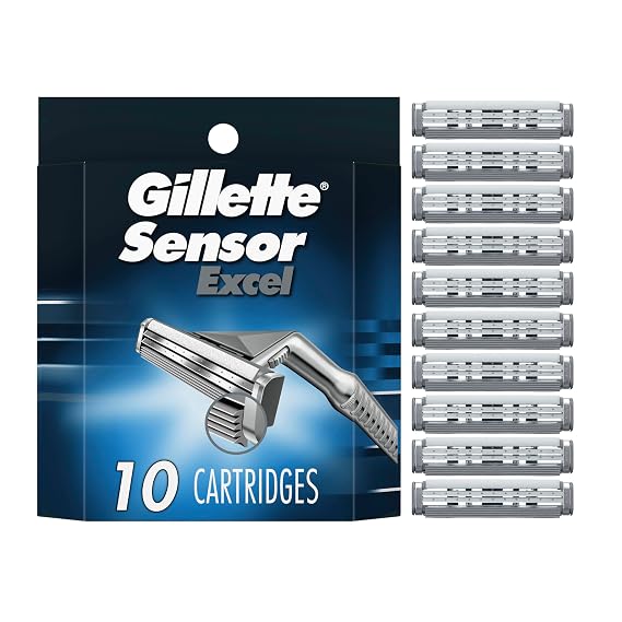 Gillette Sensor Excel Men's Razor Blade Refills, 10 Count