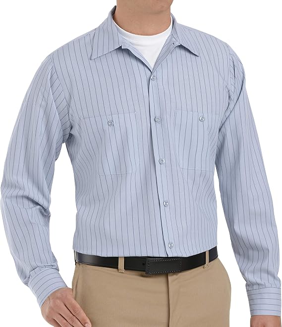 Red Kap Men's RK Long Sleeve Industrial Striped Work Shirt