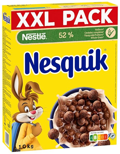 Nestlé Nesquik Crispy Breakfast Chocolate Cereals with Whole Grain Pack of 1 (1 x 1 kg)