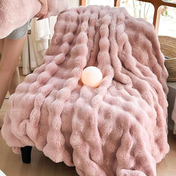 The Bunny Blanket, Bunny Blanket for Women, The Bunny Blanket for Women, Fluffy Warm Plush Thick Bubble Blanket for Bed Sofa Living Room (Pink,40 * 60in/1 * 1.5m)