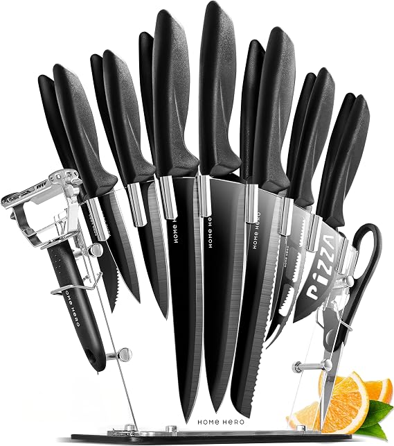 Home Hero 16-Piece Kitchen Knife Set - Knife Block Set