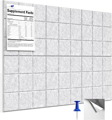 MaxGear Nine-Grid Cork Board 36 x 24 Self-Adhesive Pin Board, 6 Pack Light Gray Felt Bulletin Board Tiles, Wall Panels Alternative with Pushpins for Office, Home Photo Meno, School Decor