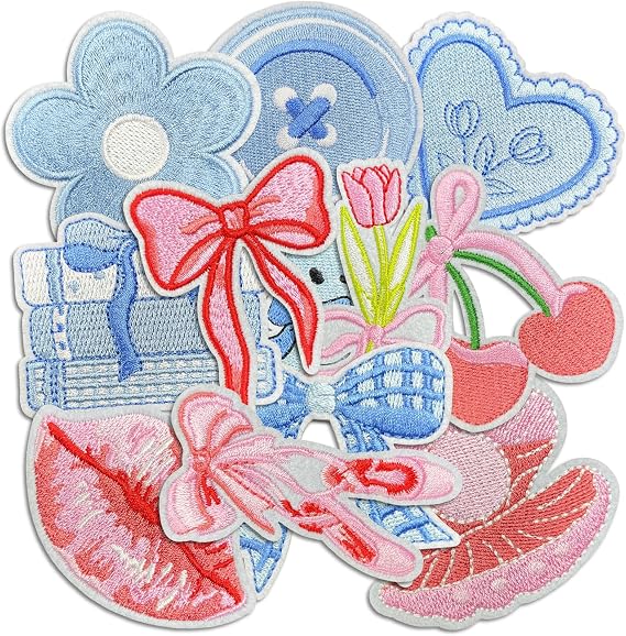 Boho Girly Iron On Patches, Cute Embroidery Applique Patch, DIY Decorative Heat Press Patches for Jeans Jackets Clothing Backpacks Hats (Boho5 12 Pcs)
