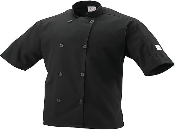 Mercer Culinary Millennia Air Short Sleeve Men's Cook Jack with Full Mesh Back, Large, Black