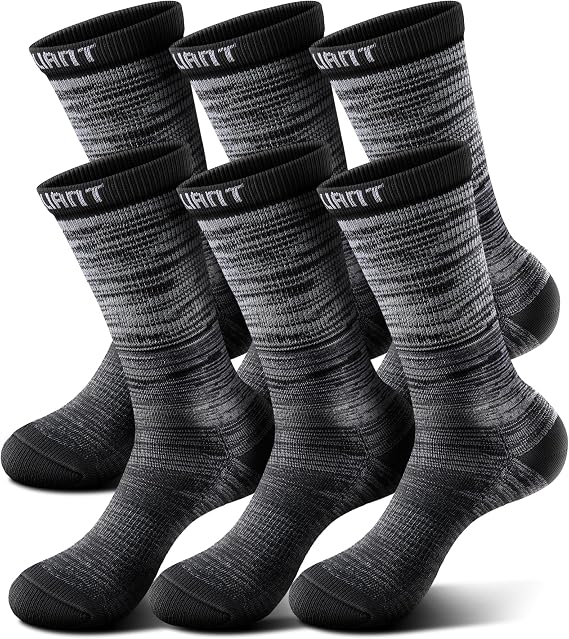 BULLIANT Men 6-Pack Athletic Compression Crew Socks for Running Gym Sports