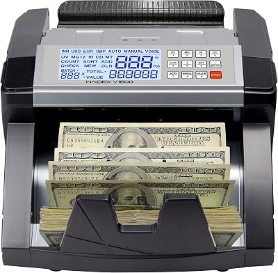 Nadex V1800 Money Counter - Color Coded Dual TFT Display - Professional Grade Accurate Fast Bill Counting with UVMGIR Counterfeit Detection - Counts 1000 NotesMin