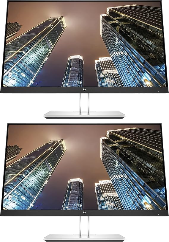 HP EliteDisplay E24 G4 24 Inch IPS LED Backlit Monitor 2-Pack Bundle with FHD 1920 x 1080, Blue Light Filter, HDMI, VGA, DisplayPort