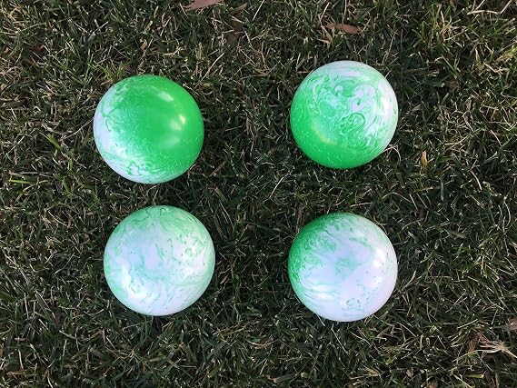 BuyBocceBalls Listing - Unique Bocce Set - 4 Pack of 107mm Marbleized Green and White Balls