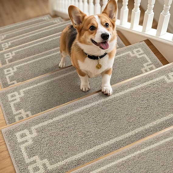 BEQHAUSE Stair Treads for Wooden Steps Indoor, 9"x28", 15pcs, Taupe