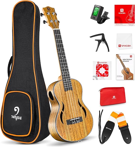 Vangoa Concert Ukulele 23 Inches Walnut Wood Hawaii Acoustic Ukuleles Beginner Set for Adult with Gig Bag UKU-2