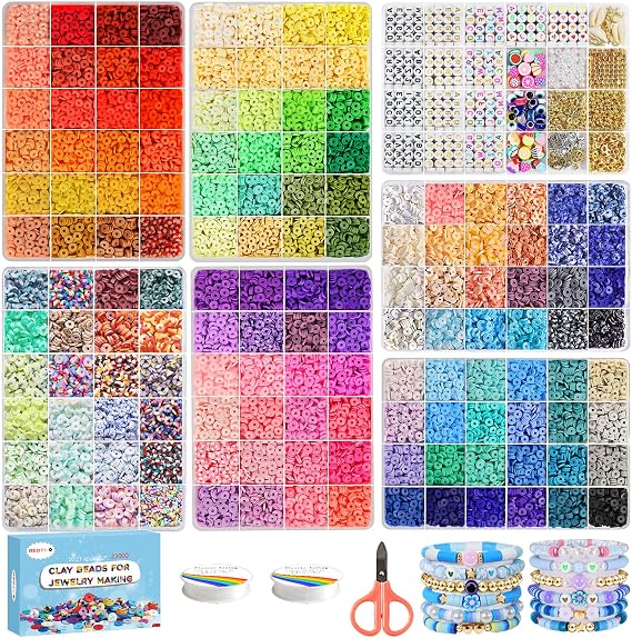Redtwo 23000 Pcs 144 Colors Clay Beads Bracelet Making Kit