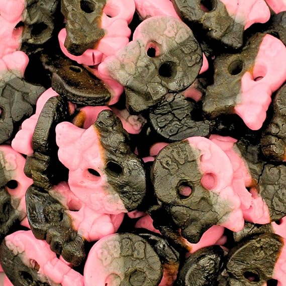 BUBS Raspberry Liquorice Skulls 1kg Sweet Pouch