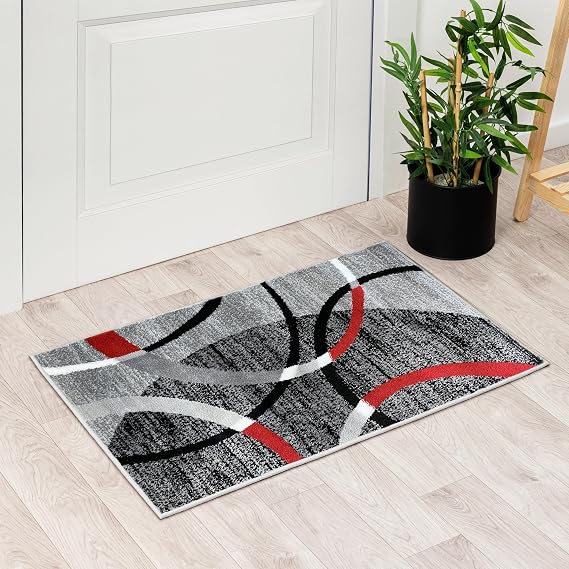 Luxe Weavers Modern Geometric Area Rug Gray 2x3 | Abstract, Stain-Resistant